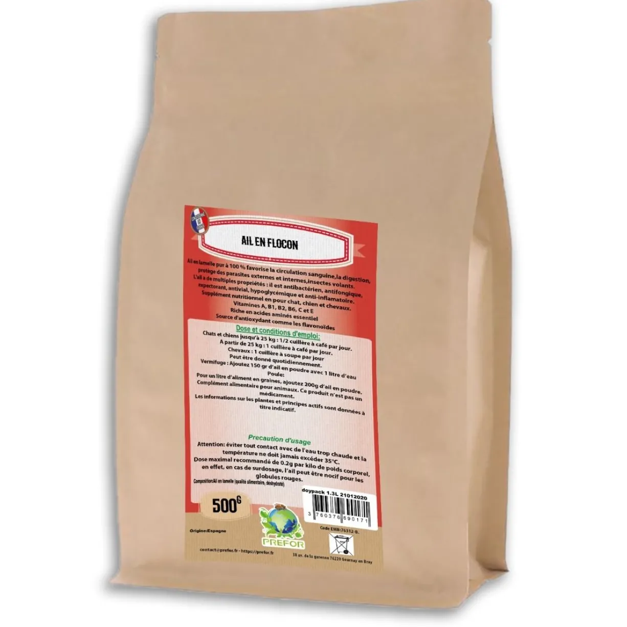 Ail en flocon poule Doypack 500g - Prefor