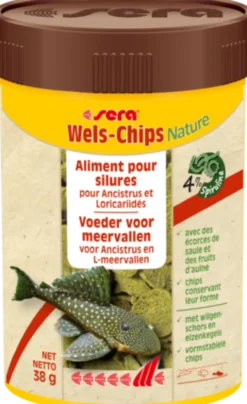 Aliment composé pour Ancistrus et autres Loricariidés Pleco Chips Nature 100ML - Sera