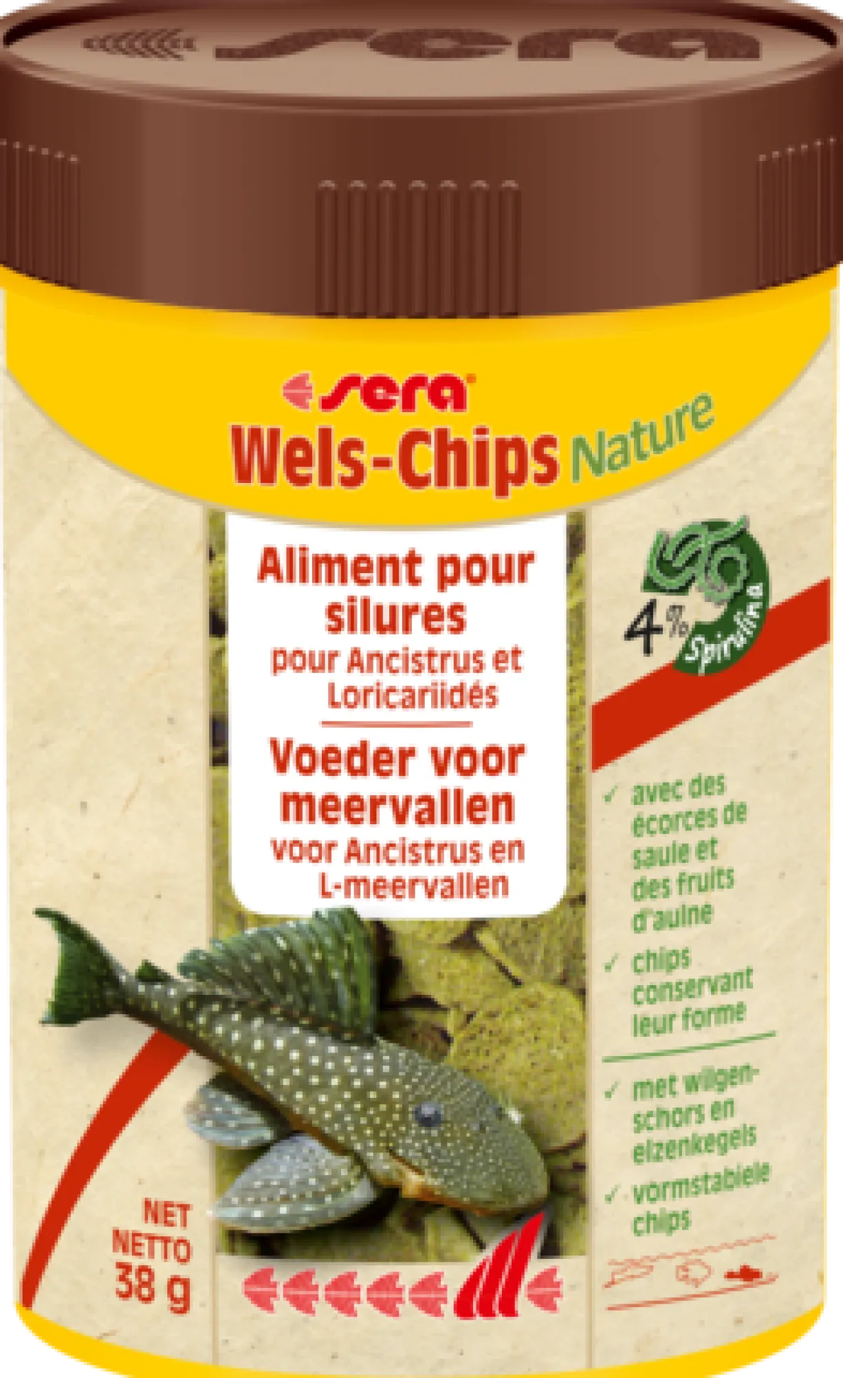 Aliment composé pour Ancistrus et autres Loricariidés Pleco Chips Nature 100ML - Sera