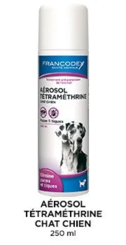 Aérosol Tetramethrine 250ML Chiens et chats