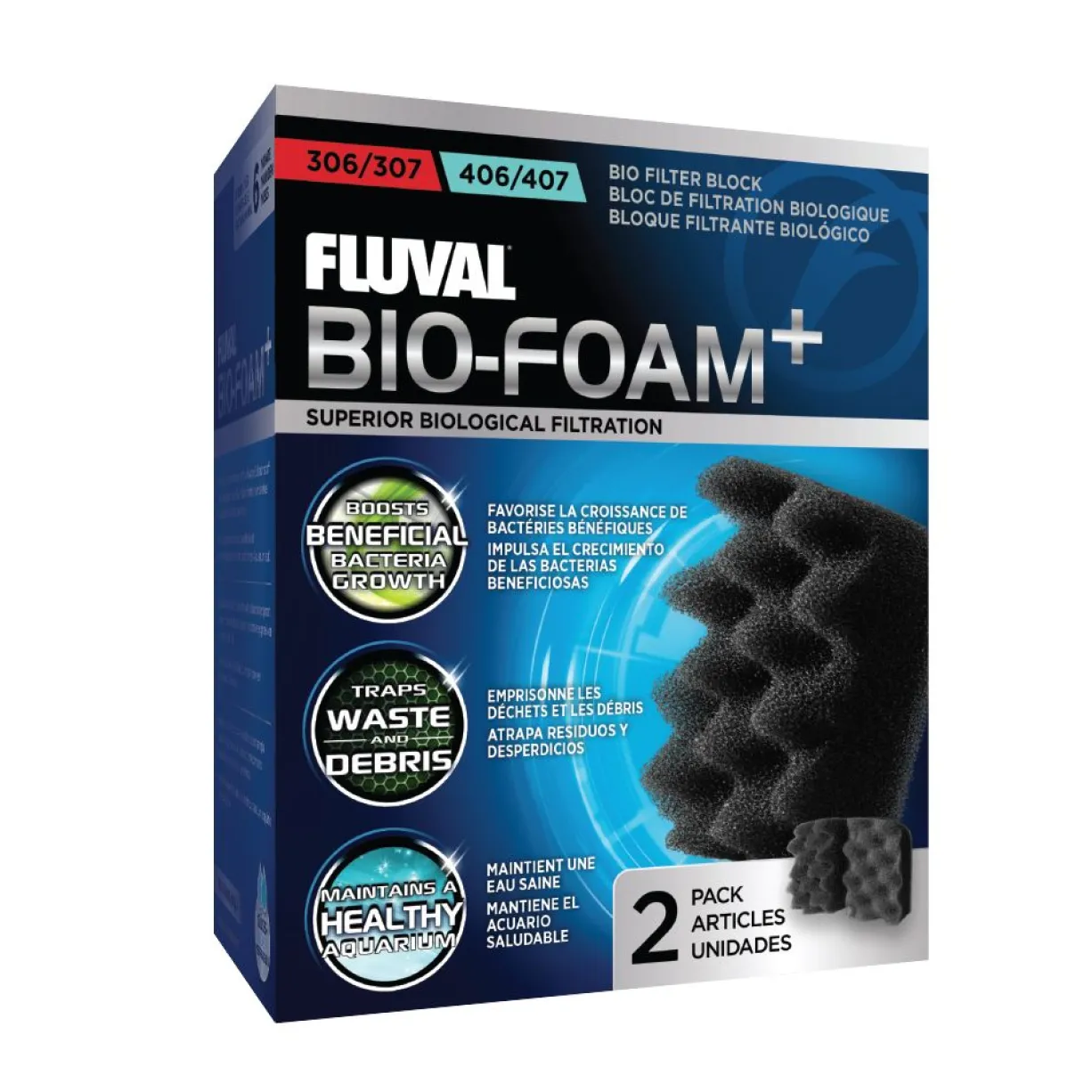 Bloc de mousse filtrante Bio-Foam+ pour filtres 306/307 et 406/407 par 2 - Fluval