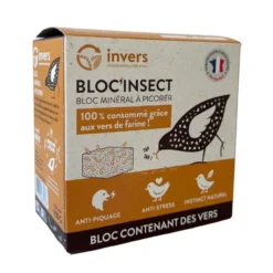 Bloc à picorer aux vers de farine poule 900g - Invers