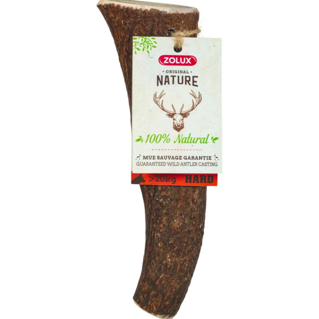 Bois de cerf naturel à mastiquer friandise chien plus de 20kg Hard - Zolux