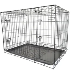 Cage de transport chien pliable en métal avec poignée L90 x 60 x 67 cm