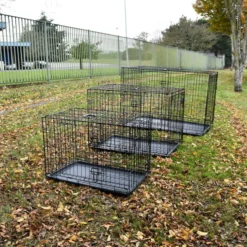 Cage de transport chien pliable en métal avec poignée L90 x 60 x 67 cm