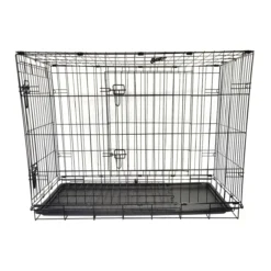Cage de transport chien pliable en métal avec poignée L90 x 60 x 67 cm