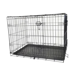 Cage de transport chien pliable en métal avec poignée L90 x 60 x 67 cm