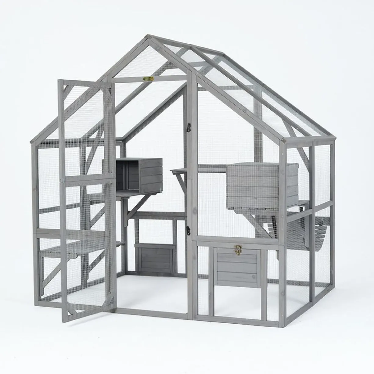 Catio équipé chat Deluxe sans bâche 140x188x188cm - Kat’Venture