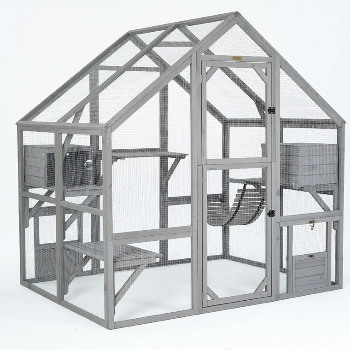 Catio équipé chat Deluxe sans bâche 140x188x188cm - Kat’Venture