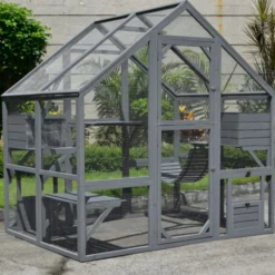 Catio équipé chat Deluxe sans bâche 140x188x188cm - Kat’Venture