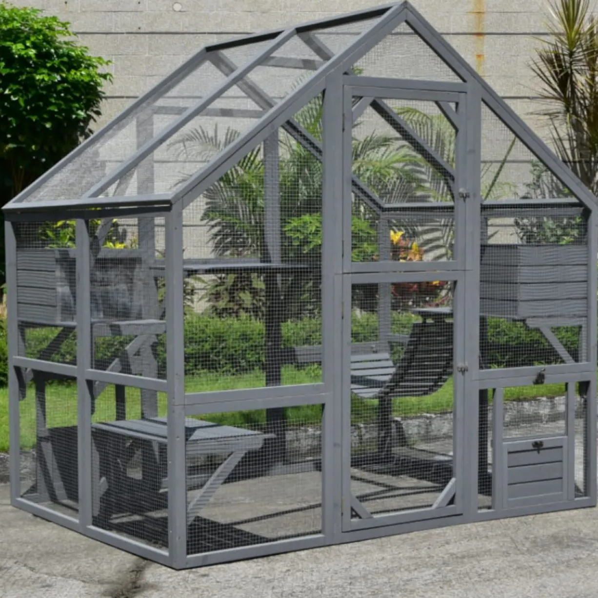 Catio équipé chat Deluxe sans bâche 140x188x188cm - Kat’Venture