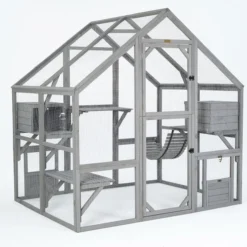 Catio équipé chat Deluxe 280x188x188cm sans bâche - Kat’Venture