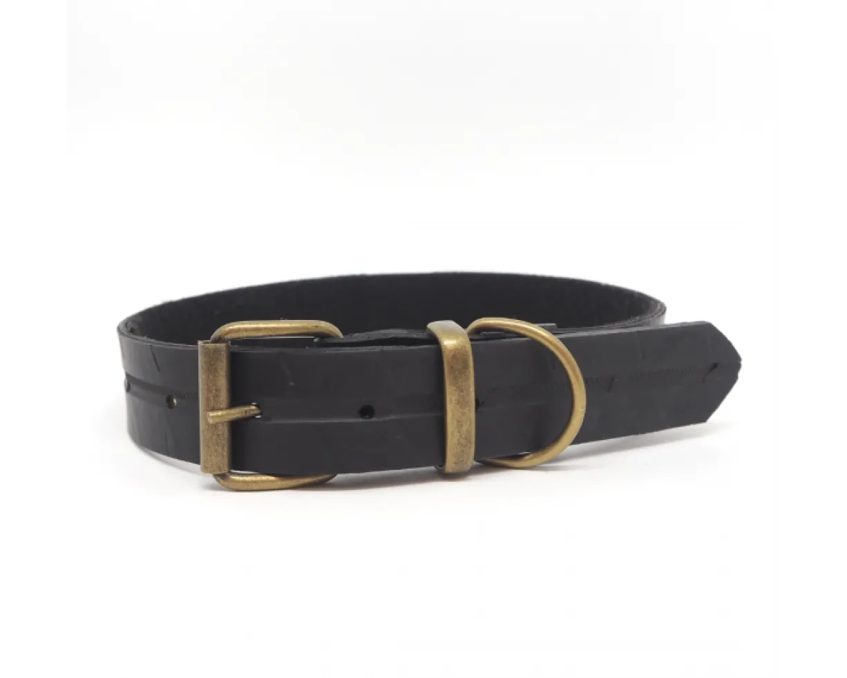 Collier pour chien recyclé en pneu de voiture noir Taille L - Dogbelt