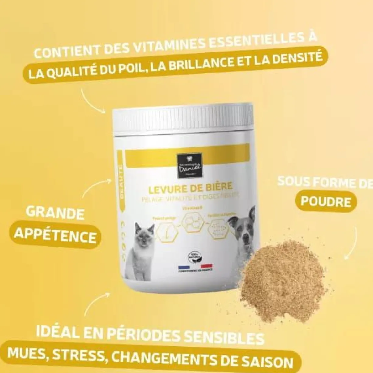 Complément alimentaire chien et chat Levure de bière 250g - Les recettes de Daniel