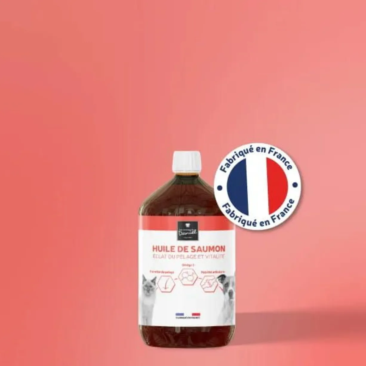 Complément alimentaire chien et chat Huile de saumon 500ML - Les recettes de Daniel