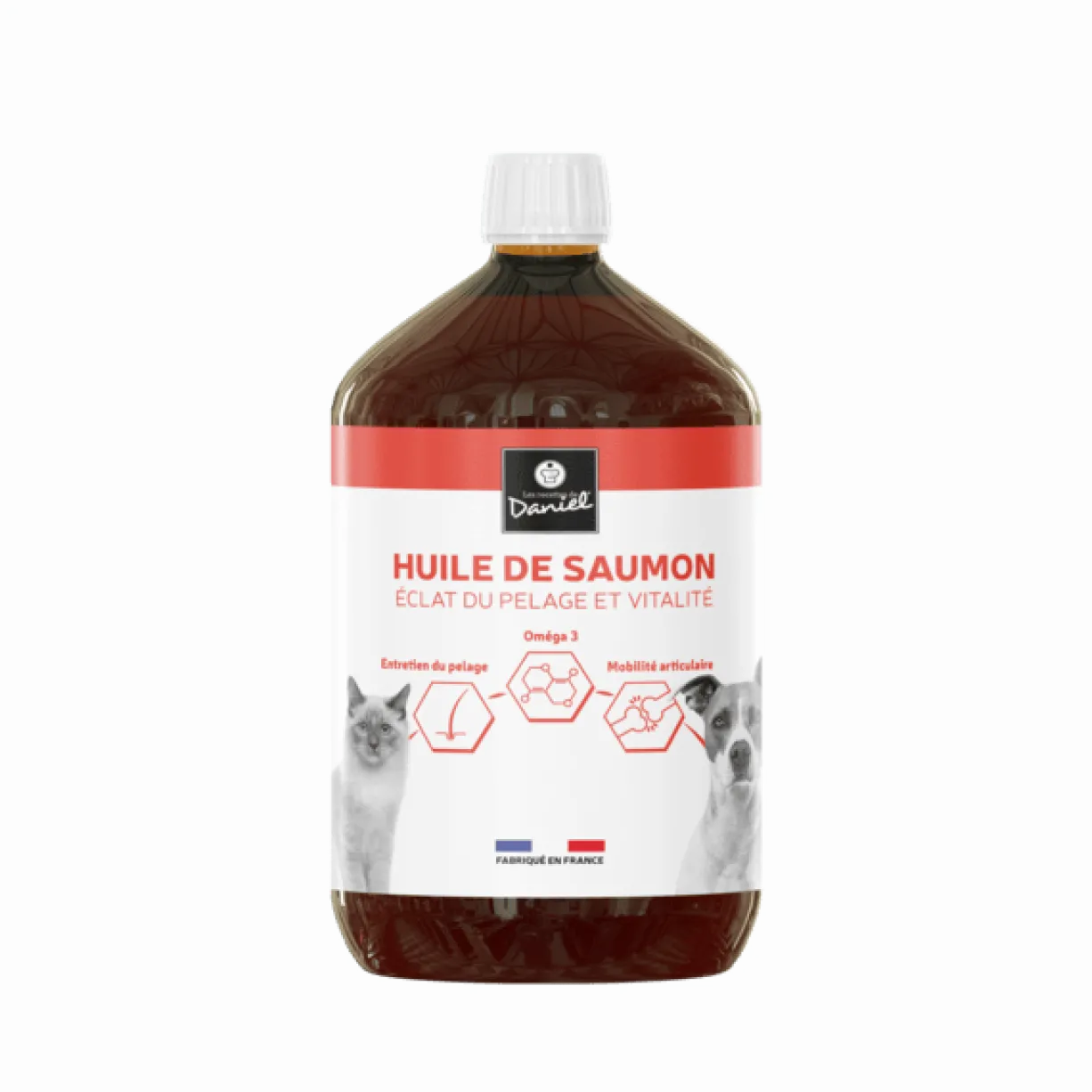 Complément alimentaire chien et chat Huile de saumon 500ML - Les recettes de Daniel