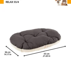 Coussin chien et chat coton et fourrure écologique Relax gris et blanc taille 4 - Ferplast