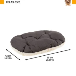 Coussin chien et chat coton et fourrure écologique Relax gris et blanc taille 6 - Ferplast