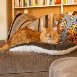 Coussin chien et chat coton et fourrure écologique Relax gris et blanc taille 6 - Ferplast