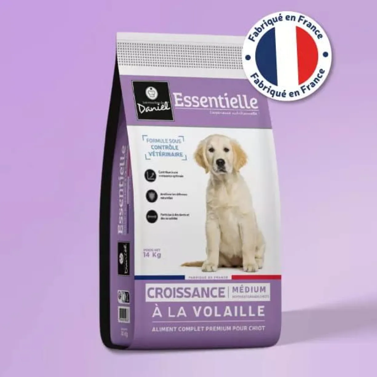 Croquettes chien Essentielle Croissance médium à la volaille 15kg - Les recettes de Daniel