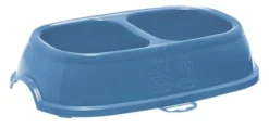 Écuelle double plastique 2x400 ml, coloris assortis