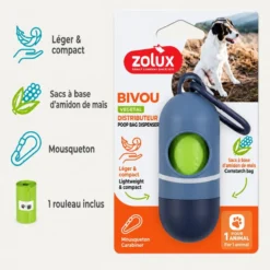 Distributeur de sacs à déjections chien Bivouak bleu - Zolux