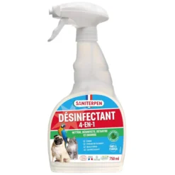 Désinfectant 4-en-1 prêt à l’emploi chien, chat, oiseaux, poule en spray 750ML - Saniterpen