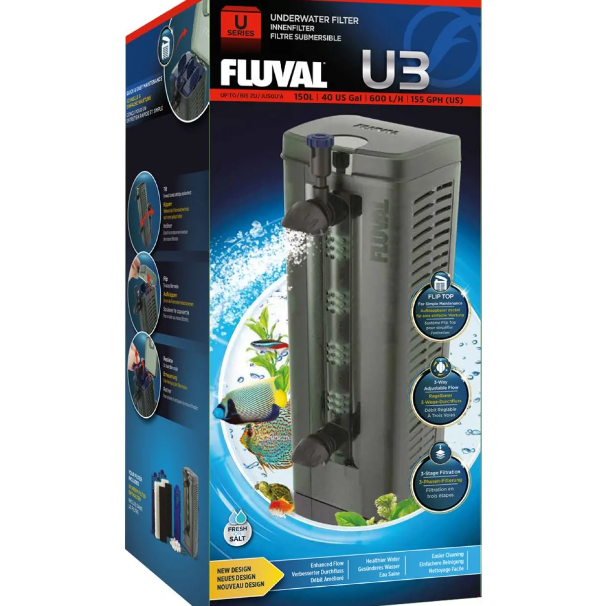 Filtre intérieur submersible poisson reptile universel U3 de 90 à 150 litres - Fluval