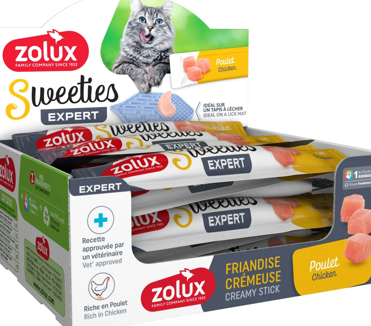 Friandise crémeuse chat stick Sweeties 14g poulet - Zolux