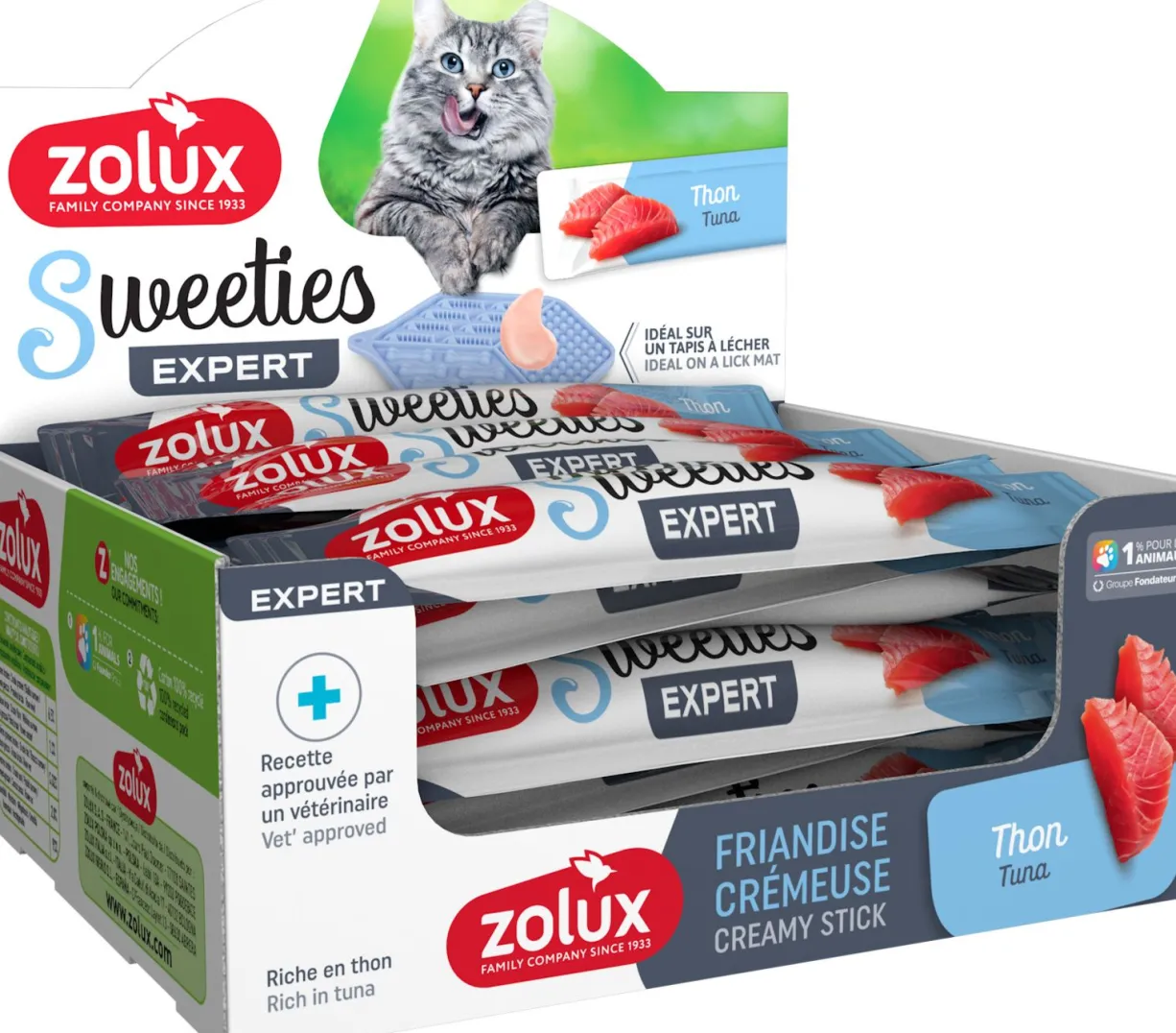 Friandise crémeuse chat stick Sweeties 14g thon - Zolux