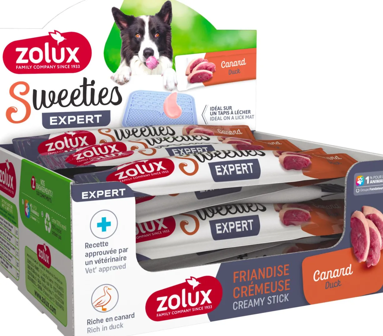 Friandise crémeuse chien stick Sweeties 14g canard - Zolux