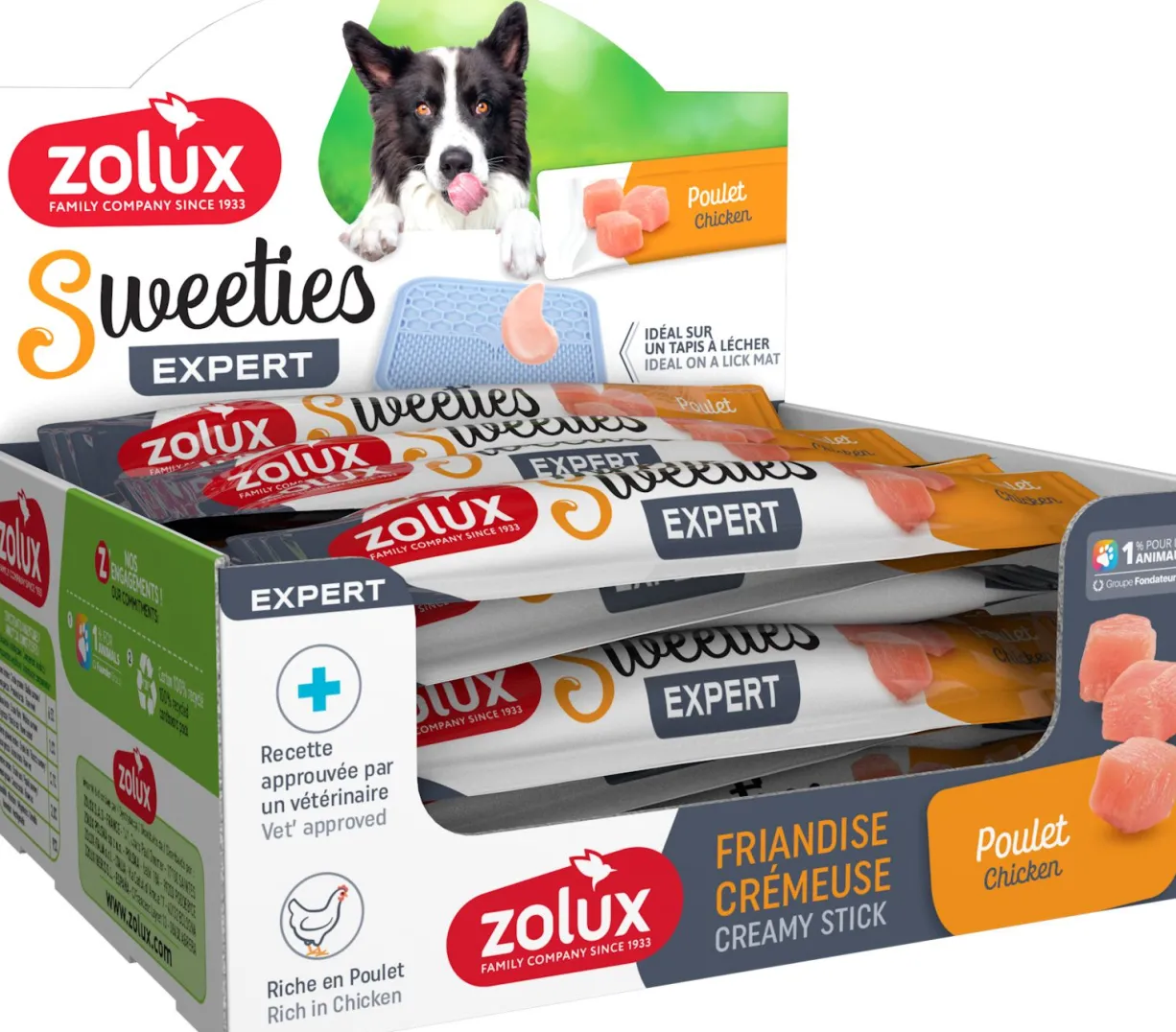 Friandise crémeuse chien stick Sweeties 14g poulet - Zolux