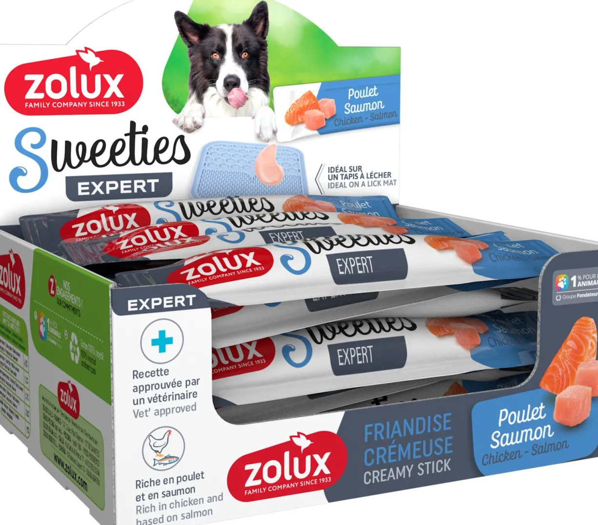 Friandise crémeuse chien stick Sweeties 14g saumon poulet - Zolux