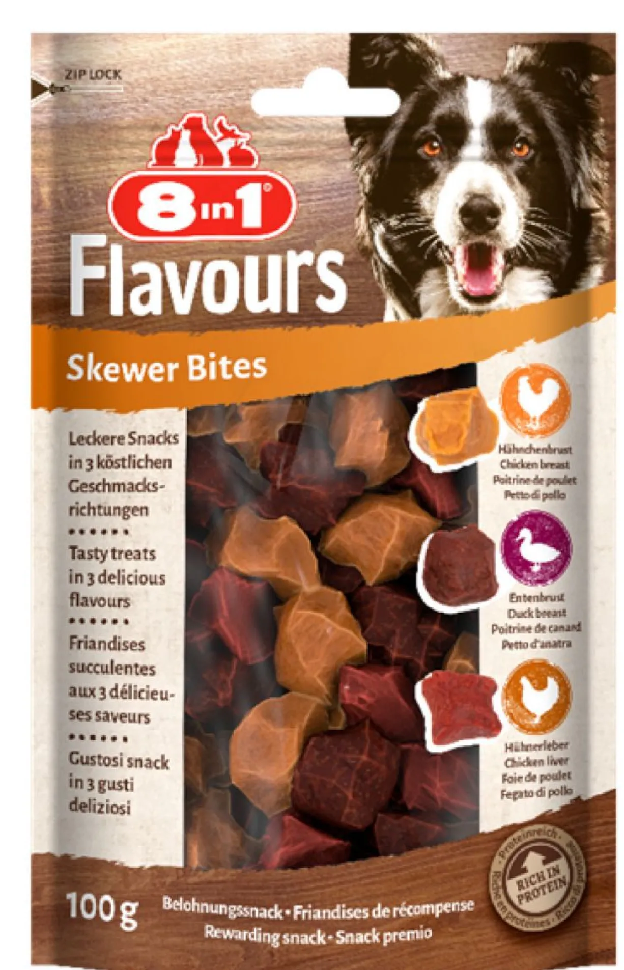 Friandises pour chiens Saveurs Bouchées à la viande 100g - 8in1