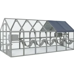 Grand catio équipé chat Deluxe 420x188x188cm avec bâche - Kat’Venture