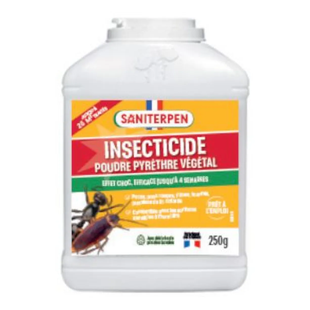 Insecticide poudre pyrèthre végétal poulailler, niche, chenil 250g - Saniterpen