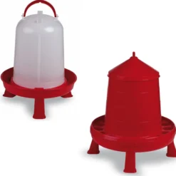 Kit abreuvoir 8L mangeoire 8Kg poule à pieds plastique rouge gamme Eco