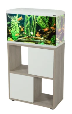 Kit aquarium poisson Tana LED 60 blanc et meuble Iseo Tana 60 mélaminé blanc - Zolux