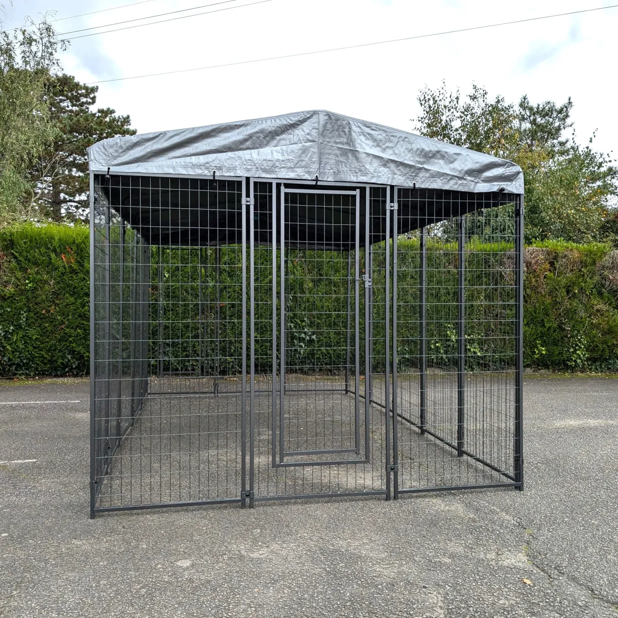Kit chenil pour animaux 9,6m² - Enclos 400x240x180 cm avec toit Métal