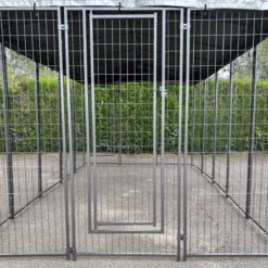 Kit chenil pour animaux 9,6m² - Enclos 400x240x180 cm avec toit Métal