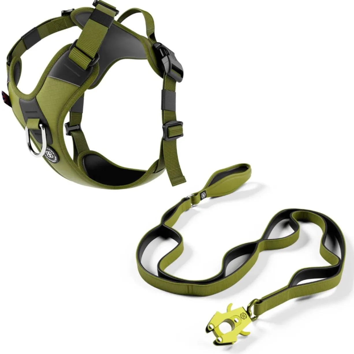 Laisse Ladder Combat et harnais Hurricane vert olive taille L - BullyBillows