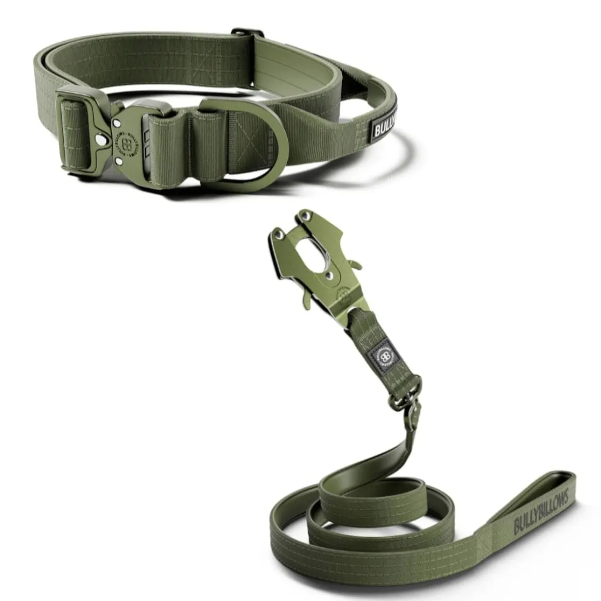 Laisse Lighter Swivel Combat et collier Lighter Combat Collar 4cm kaki taille L - BullyBillows