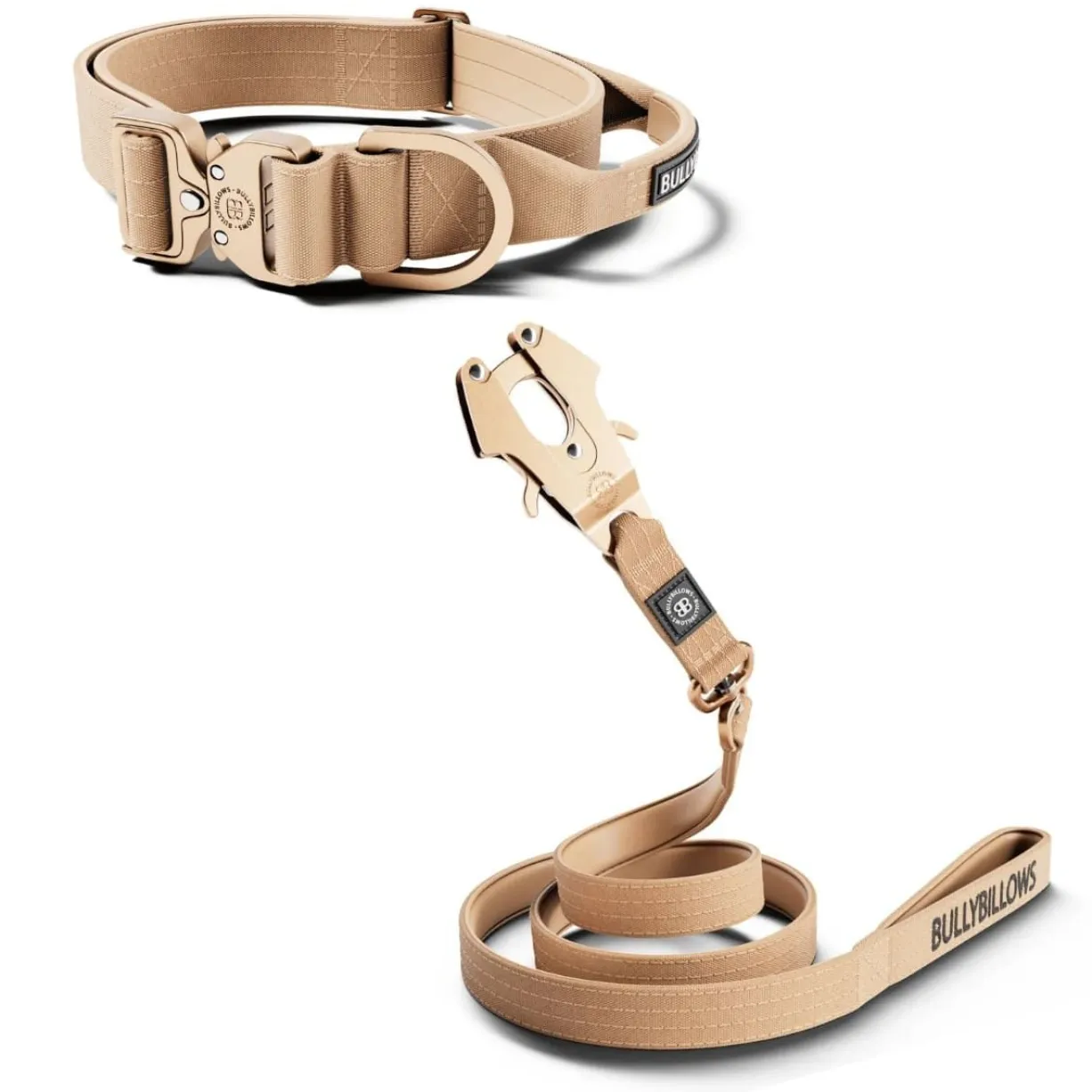 Laisse Lighter Swivel Combat et collier Lighter Combat Collar 4cm beige taille M - BullyBillows