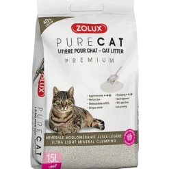 Litière agglomérante chat PureCat Premium 15L - Zolux