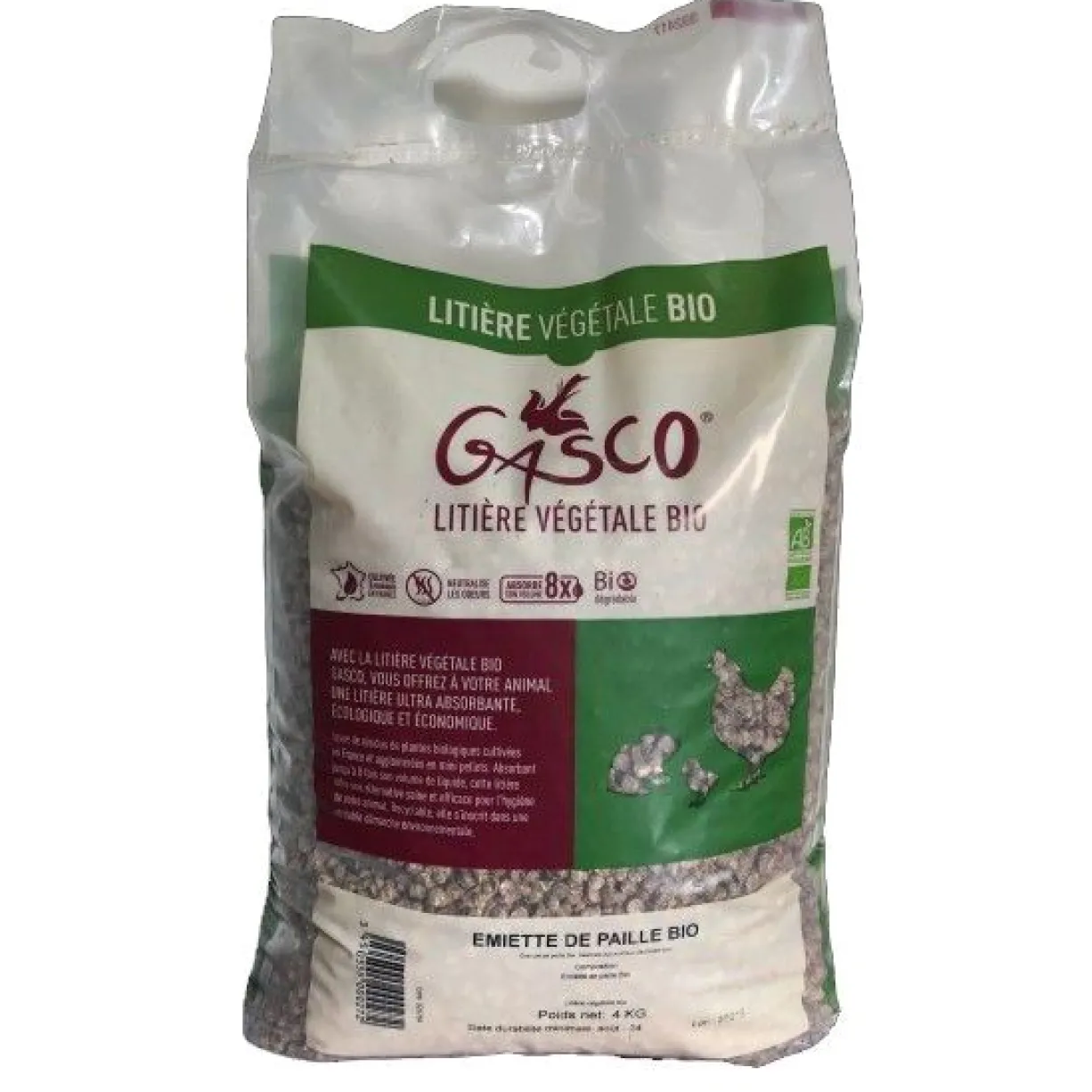 Litière Végétale Biologique Pellets de Paille 4Kg