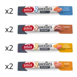 Lot de 8 friandises crémeuses chien stick Sweeties 14g saveurs mixtes - Zolux