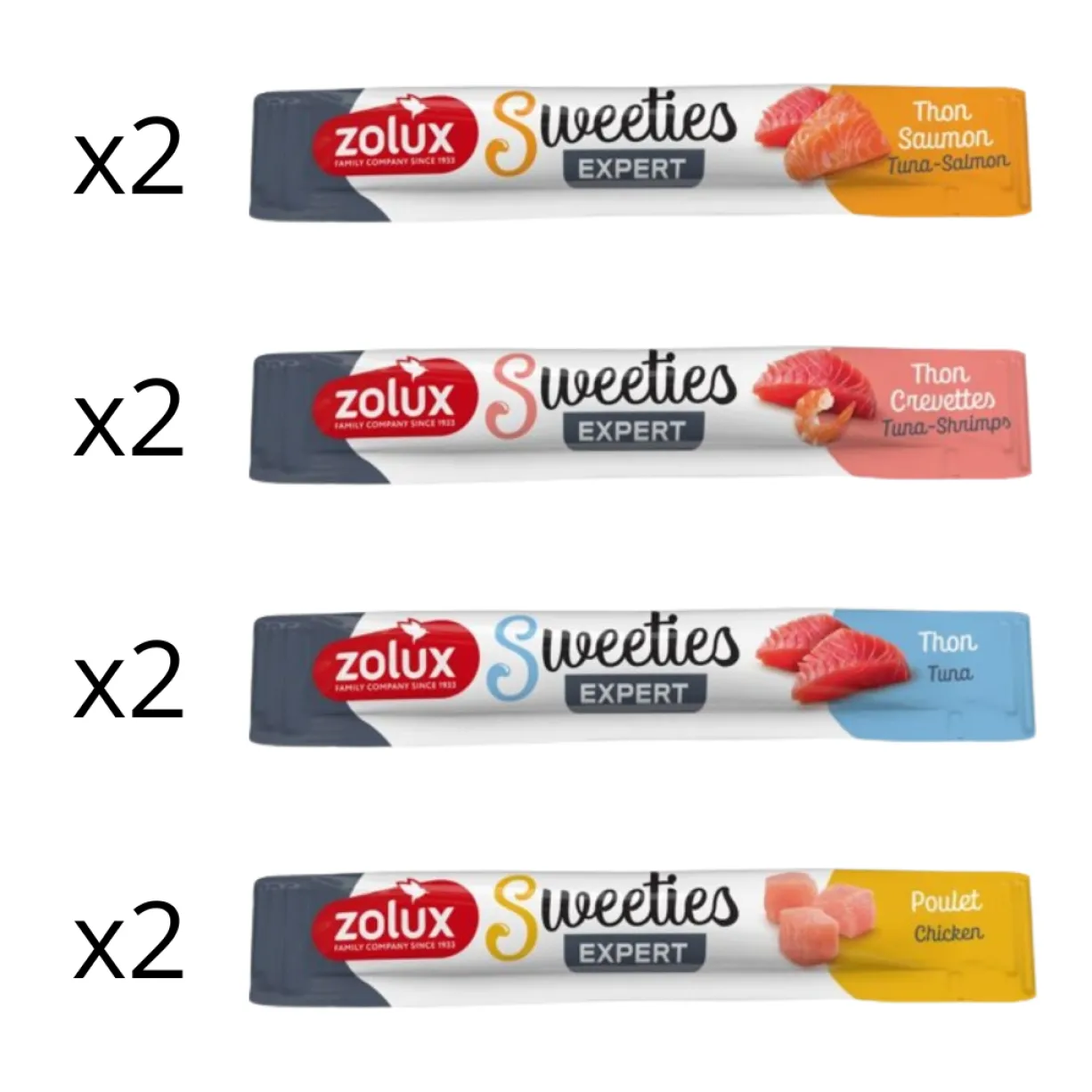 Lot de 8 friandises Sweeties saveurs mixtes pour chat - Zolux