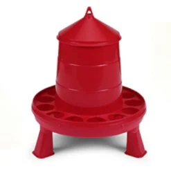 Mangeoire poule en plastique Eco 2Kg rouge avec pieds - Gaun