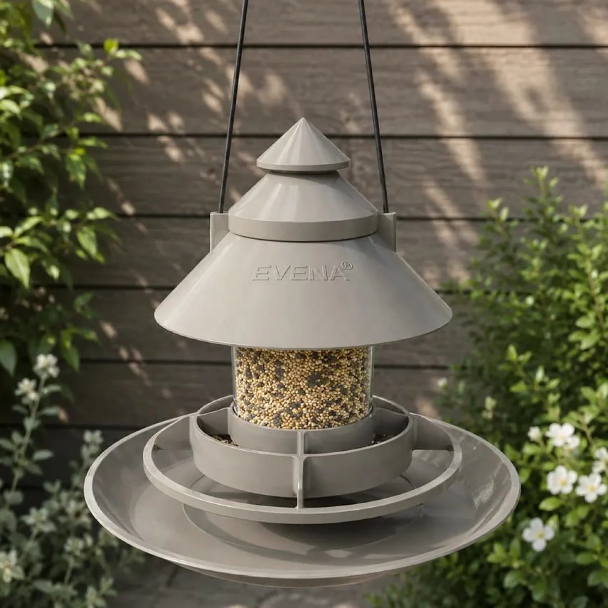 Mangeoire pour oiseaux sauvages modulable Céleste avec module récupérateur de coques vert de gris - Evena