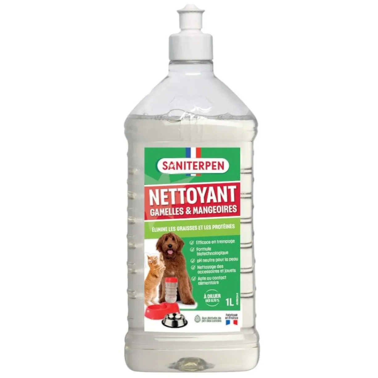 Nettoyant spécial gamelles et mangeoires chien et chat 1L - Saniterpen